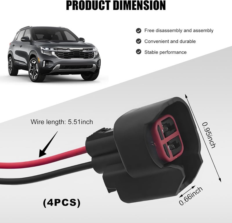 MTRPS 4 PCS Car Fuel Injector Connector, EV6 EV14 Standard Motor Product Socket Replacement with Harness, Auto Injector Connectors Pigtail Plug Wire for Most Cars SUVs Trucks - Image 2